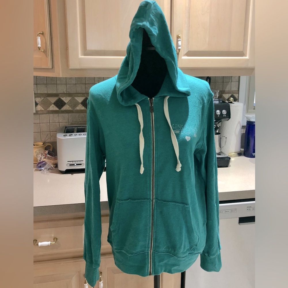 Cincinnati Ohio Teal Blue/Green Hoodie Sweatshirt Sz. Large